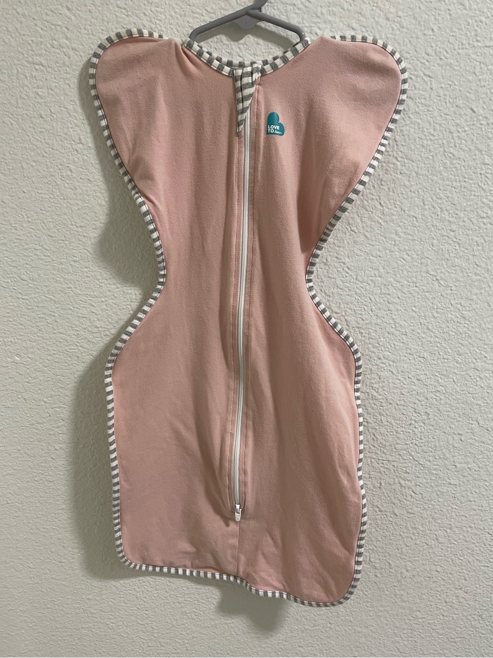 Love to Dream Pink Infant Swaddle Sack with Striped Trim